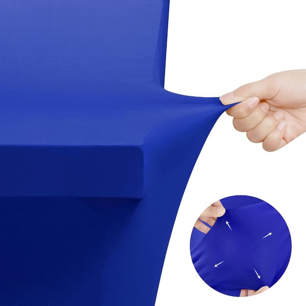 Stretchduk för bord 10-pack [180 cm, Blå] 190GSM Stretchig bordsduk formsydd överdrag rektangulär blå Blue