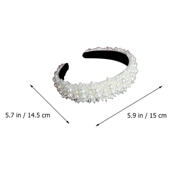 Perle Rhinestone Bred Hårbånd til Kvinder Sort