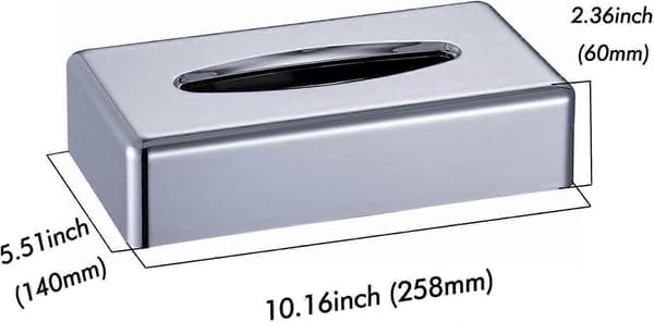 Tissue Dispenser Chrome, Rectangular Facial Tissue Box Holder Flat Napkin Dispenser for Bathroom Countertops (Chrome Silver)