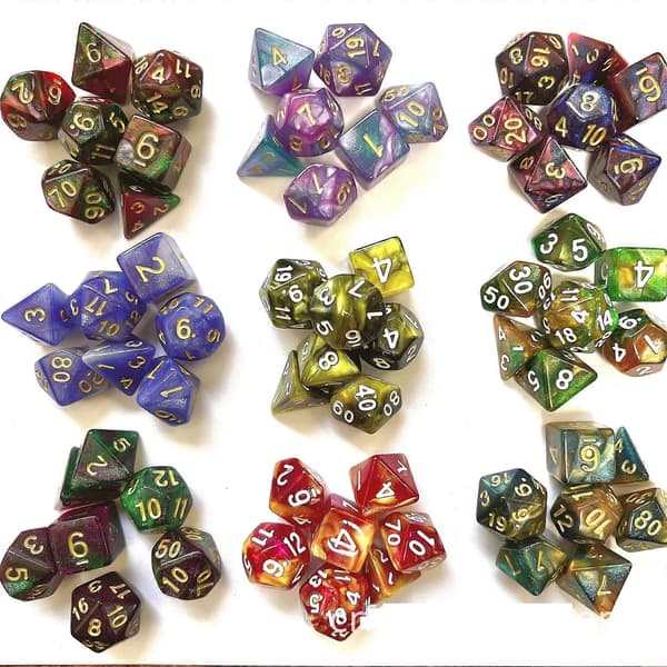 Nya Dual Color Multi Faced Dragon and Dungeon Game Terninger Brettspill Farge (7 stk per sett)