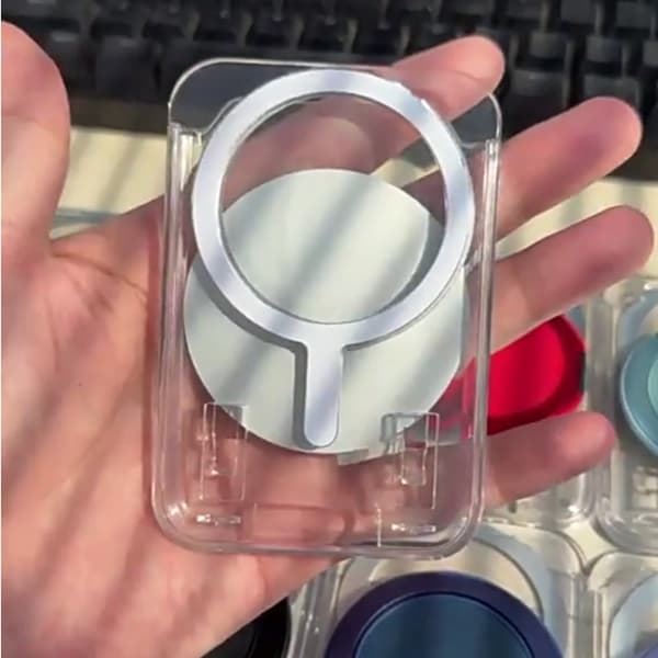 Tydlig MagSafe-pung til iPhone 12-16 med roterende stativ