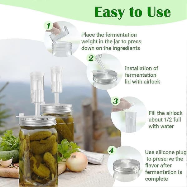 32 unssin Mason Jar -fermentointisarja, fermentointipurkki, fermentointikansi, fermentointipainot ja fermentointiputki