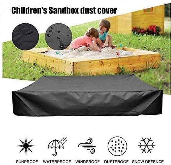 Sandpit Cover Black Waterproof Dustproof UV Protection Square Drawstring (FMY)