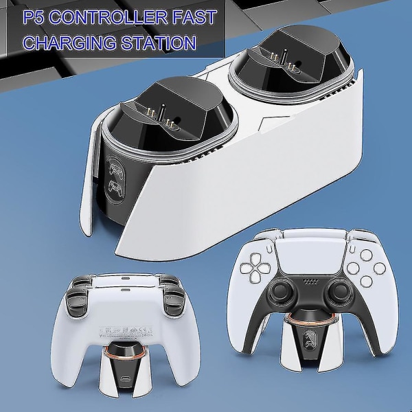 Dobbelt Hurtiglader Kompatibel Med PS5 Controller, Gamepad Controller Opladningsdockningsstation