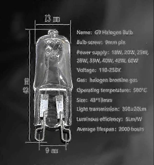 G9 halogenpærer 18w 20 stk dimbare for taklamper