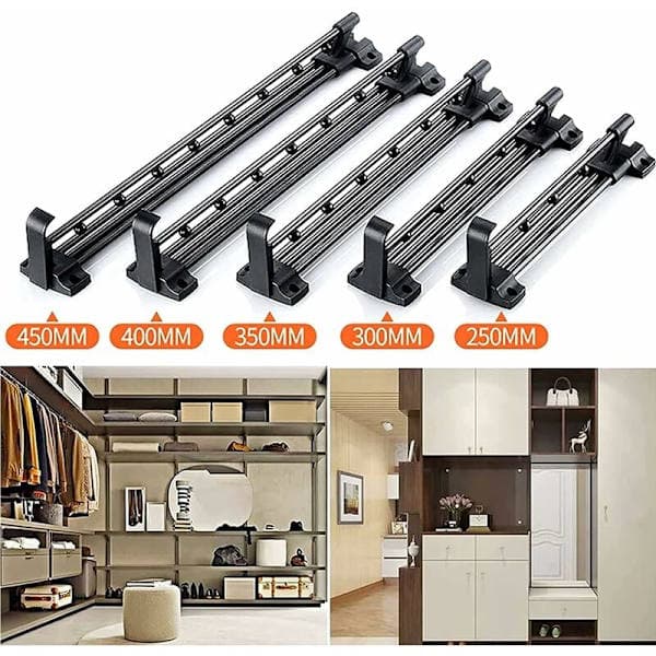 Heavy Duty Extendable Wardrobe Rod - Clothes Hanger, Top Mounted to Save Wardrobe Space (Size: 40)