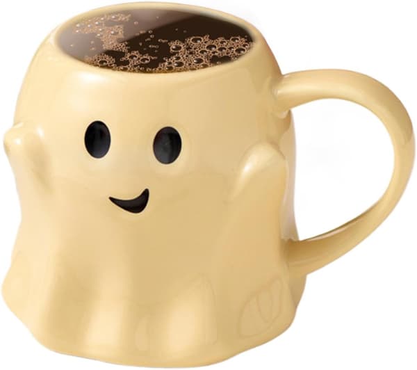 Halloween Ghost Mug, Ceramic Ghost Mug, Ghost Coffee Cup, Adorable Ghost Patterned Mug Yellow Yellow