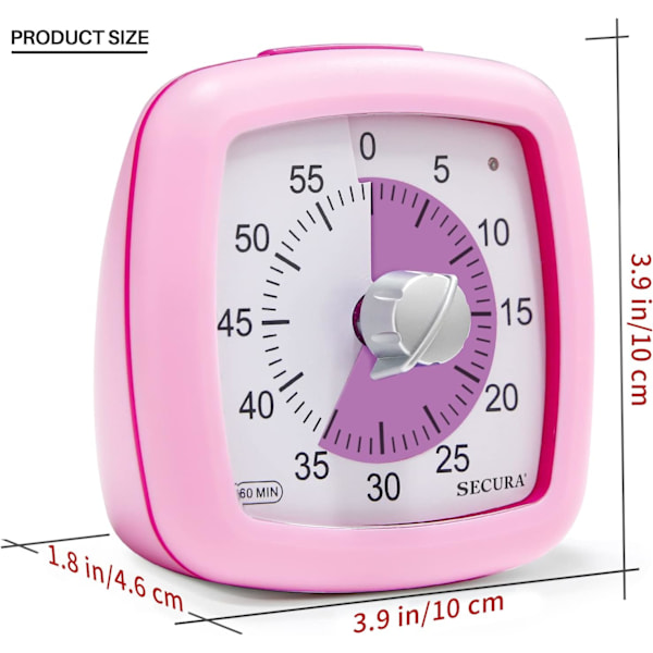 60 Minutters Visuel Timer, Lydløs Studietimer til Børn og Voksne, Tidsklokker, Nedtællingstimer til Undervisning