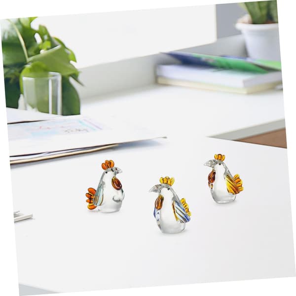 3 glasshøneformede skrivebordspynt, elegant kunstnerisk hjemmeinnredning