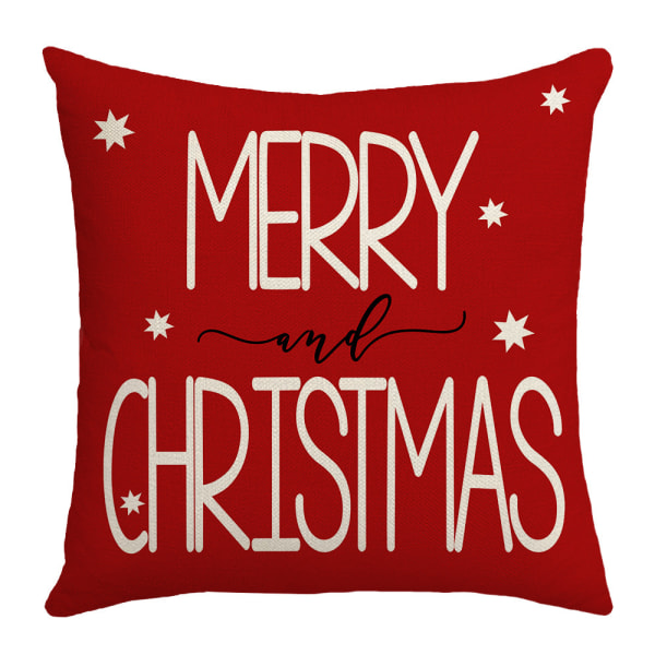 Juleputetrekk, rustikk ferielinputetrekk, rød og hvit, for sofa, lenestol, juledekorasjon A 4PCS