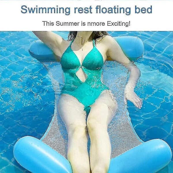 Oppustelig flydende vandhængekøje pool lounge seng svømmestol vandseng sofa Pink