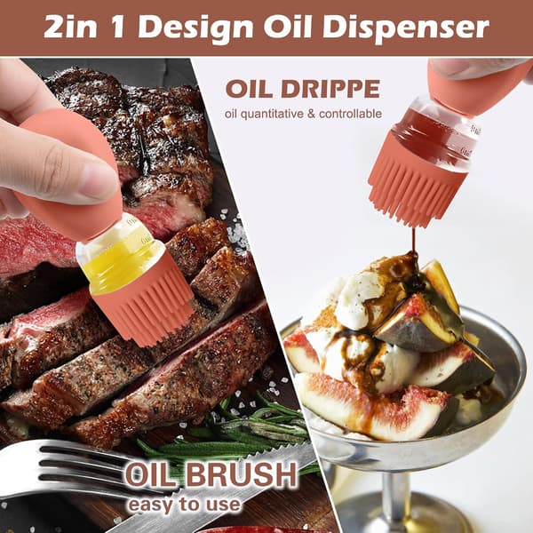 wxsp 180 ml tyk glasoliedispenser med silikonebørste - justerbar sprøjtedyse til madlavning, bagning, grillning, airfrying