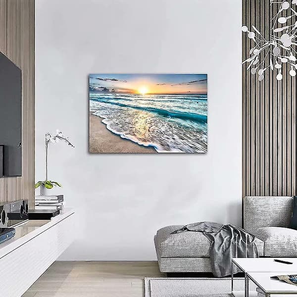 Strandduk Canvas Väggkonst Blått Hav Sjöstjärnor Naturbild Strand
