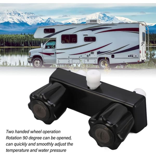 RV Brusebatteri Omleder Brusebatteri Kontrol med 2 Knapper Hjul til Autocamper Sort