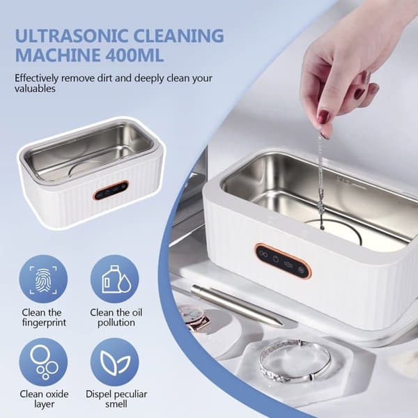 Ultralydsrenser, Ultralydsbrillerenser 45 kHz med 4 tilstande, 400 ml Ultralydsrens