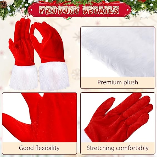 1 par Röda Julklapps-Handskar Röda Kostymhandskar Stretch Cosplay Vantar för Kvinnor Jul Cosplayfester (Sammet)