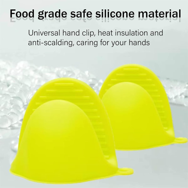 Silikon ovnshansker, ovnshansker Varmebestandig silikon ovnsvotter med silikon sklisikre design egnet (gul-grønn)