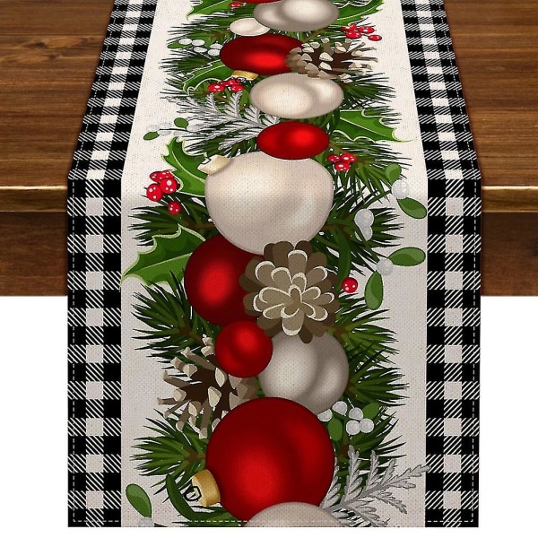 Svart och vit rutiga julbordstablett Check Plaid Juldekoration Semester Hem Köksdekoration
