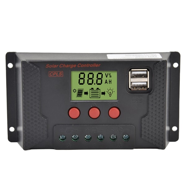 30A Solar Charge Controller LCD Auto Solar Power Panel Regulator MPPT Dual USB Port for Photovoltaic Module System 12V/24V