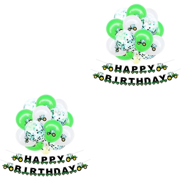 45 stk 12 tommer grøn og hvid gravemaskine trykballoner med bannersæt fødselsdagsfest forsyning 30 pcs M