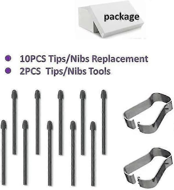 10 stk. Pennespidser/spidser Erstatning til Boox Pen2 Pro, Tab X, Max Lumi2, Note Air2, Note Air2 Plus, Nova Air C Styluspen (10 stk. Spidser/sort)
