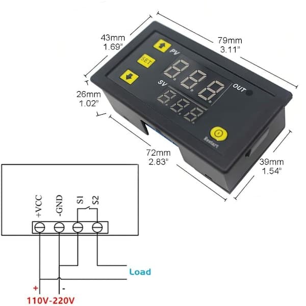 1 st W3230 AC 110V-220V Digital temperaturregulator, NTC 10K Digital displaytermostatkontrollbrytare