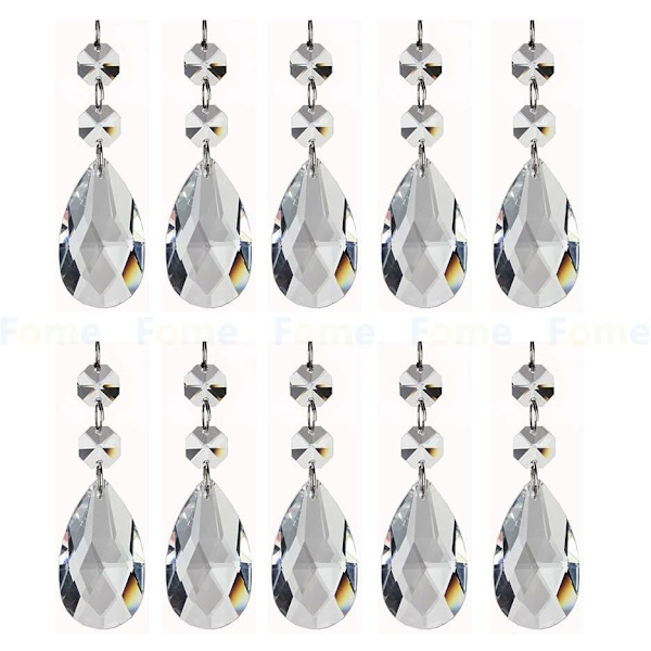 Krystall-lysestake, Tåreformet Lysestake Krystallpakke med 10 Krystall-lysestake Prismer Hengelysestake i Krystall