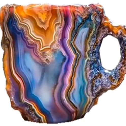 Mineral Crystal Coffee Cups, Multicolored Coffee Cups with Handle, Elegant Crystal Gift for Home & Office