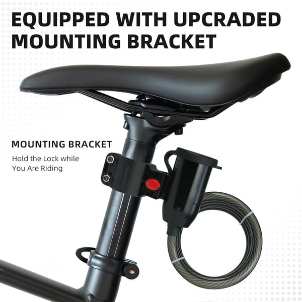 Bicycle Lock Keyless Anti-theft Bicycle Cable Lock 120 cm with Waterproof Cable and Mounting Bracket Fingerprint