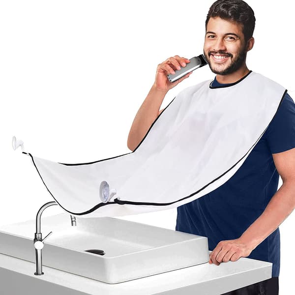 Shaving Bib for Shaving, Beard Apron, Beard Shaping Tool, Beard Trimming Catcher, Trimming Accessories White White