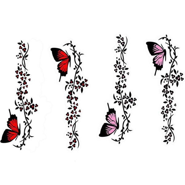 4 st Bilsticker Huv Sticker Dra Blommor Bil Karosseri Sticker Blandade Färger 30X11cm Assorted Color 30X11cm