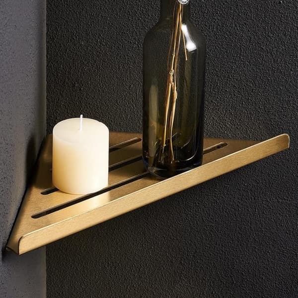 Corner Shower Shelf for Bathroom - Stainless Steel Triangular Floating Shelves - For Shampoo, Cosmetics, Spice Bottles - Wall Mounted Shelf - Gold