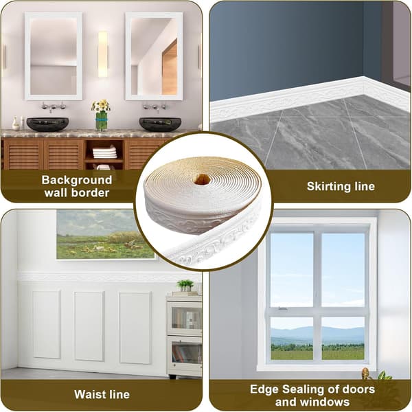 Self-adhesive wall border, self-adhesive wall skirting, 3D waterproof self-adhesive wallpaper border for halls, murals, ceilings