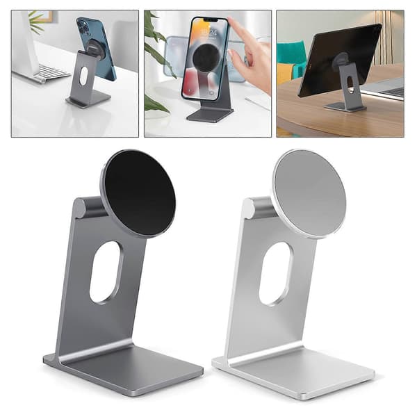 Magnetisk Telefonhållare Stativ Robust Bordsställ Halkfri Mobiltelefonhållare Silver Silver Silver