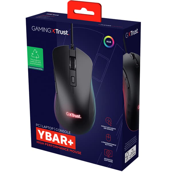 GXT 924 Ybar+ Gamingmus Sort Svart