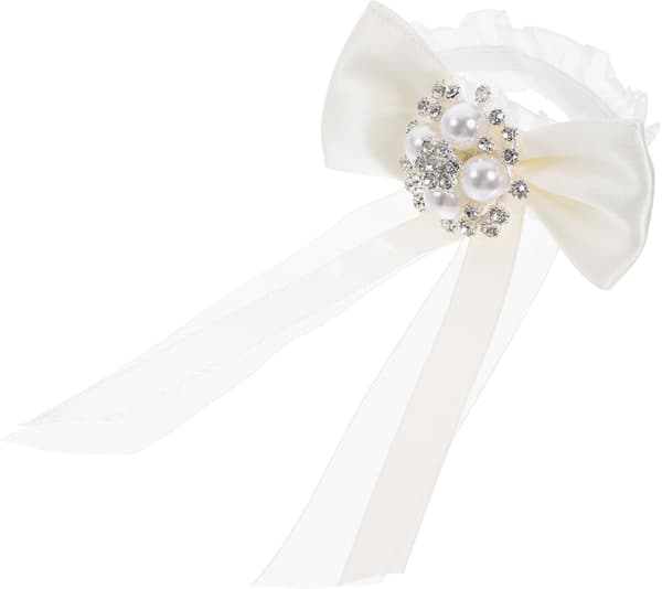 Hvid sløjfe håndledscorsage armbånd bånd elegant bryllupstilbehør