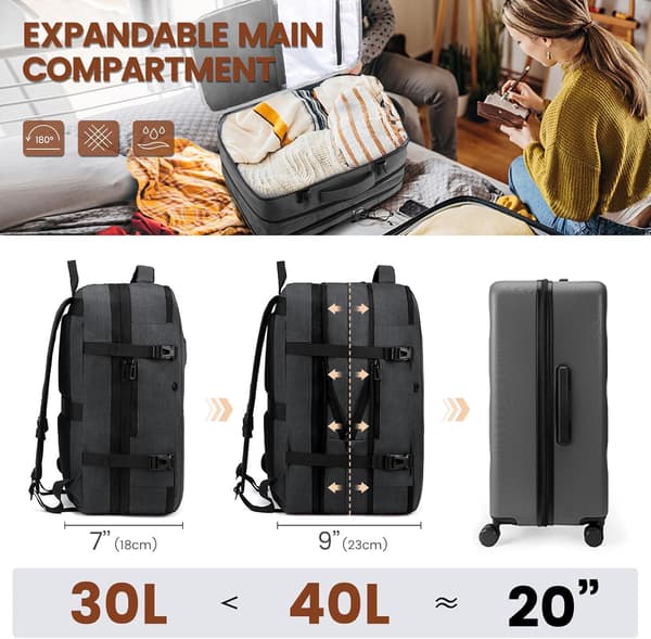Large 40L Cabin Backpack, 17-inch Laptop Backpack, Splash-proof Work Backpack