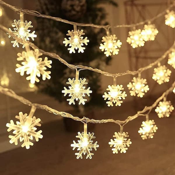 6m 40 lys Fe-lamper på batteri (varmhvite)