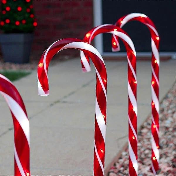 Festive Lights - Set of 4 - Light Up Candy Cane Decorations - Electrically Operated