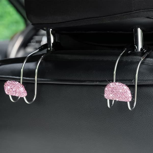 Pieces Bling Bilkrokar, Multifunksjonelle Bling Rustfrie Universal Bilsetekroker, For Bil Baksetearrangør For Håndveskeholder Krok (Rosa)
