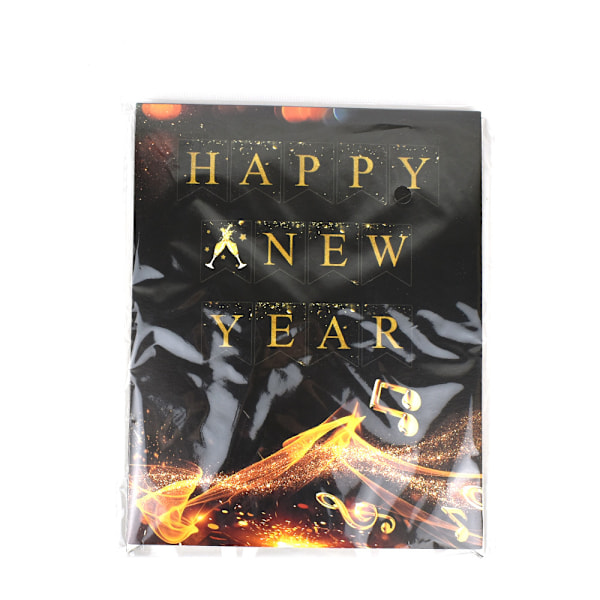 Sort Happy New Year Banner 2025 Nytårsfest Dekorationer Nytårsbanner Farverig 2025 (20*16cm)