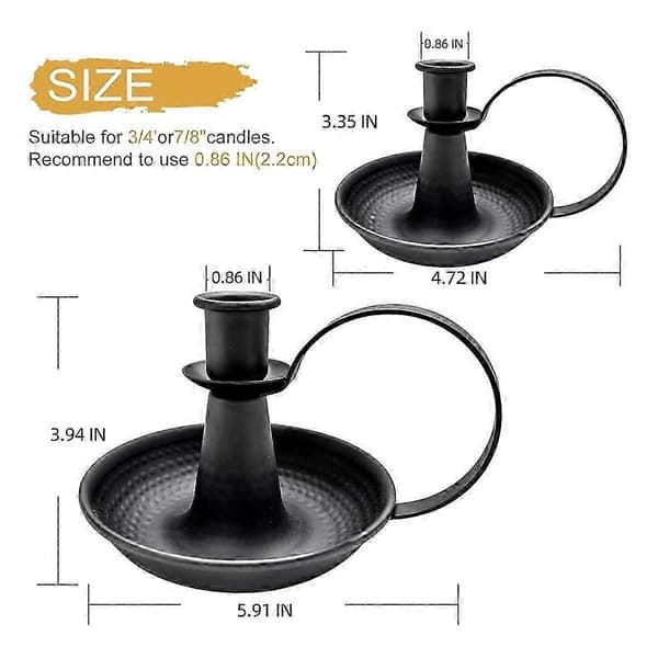 Pillar Candle Holders, with Handle, Tapered Candle Holders for Candlesticks, for Fireplace Party 2-Pack