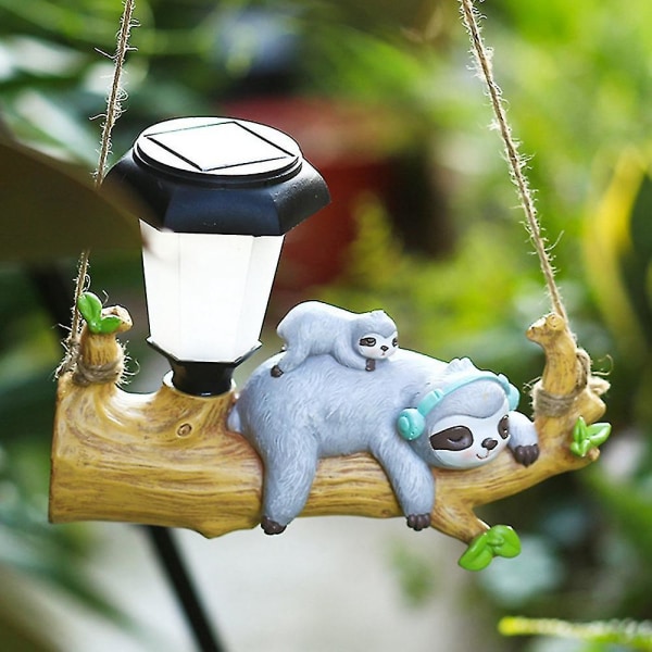 Led Solar Light Squirrel Sloth Hanging Resin Garden Kattokruunu - Orava