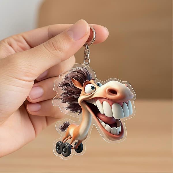 Cartoon Creative Big-Mouth Horse Acrylic Pendant Keychain Backpack Accessory [DB] Style1 Style1