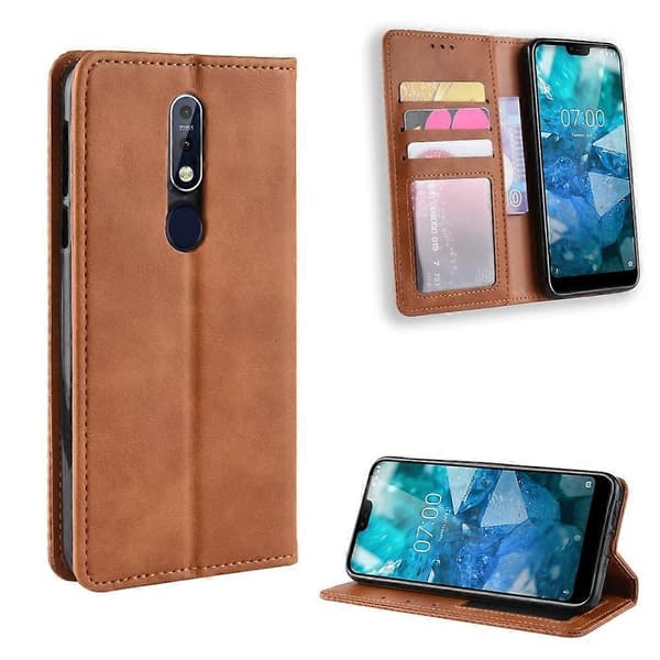 Vintage-stil Skinnlommebokveske til Nokia 7.1