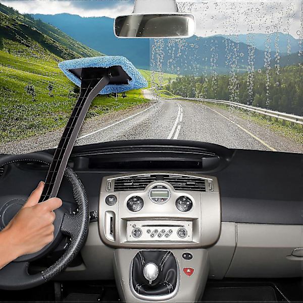 Interior Windshield Cleaner - Long Handle Car Windshield Cleaner Interior Windshield Cleaning Fog Moisture Removal - 2-Pack-FF-