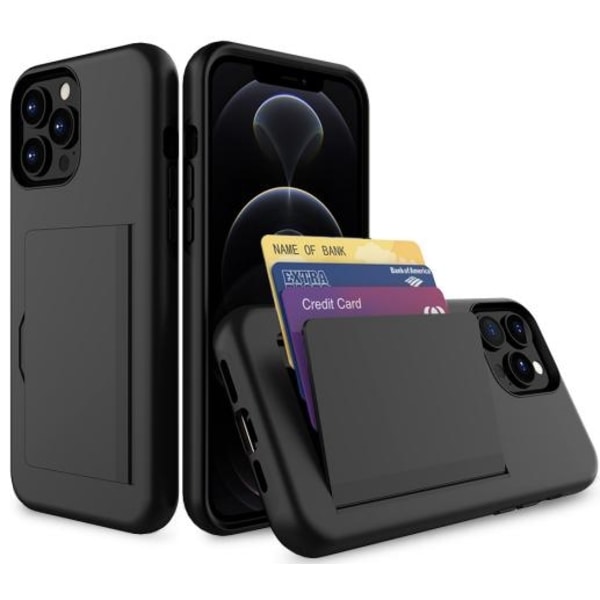 iPhone 15 Case with Card Slot Protective Black