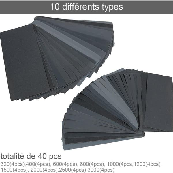 40 sandpapper, 230*93 mm våt- och torrslipapper, sandpappersset KLB