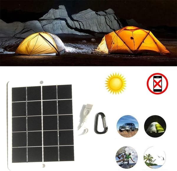 USB-oplader Udendørs Camping Have og DIY-projekter 6W 5V Monokrystallinsk Solpanel til Lys