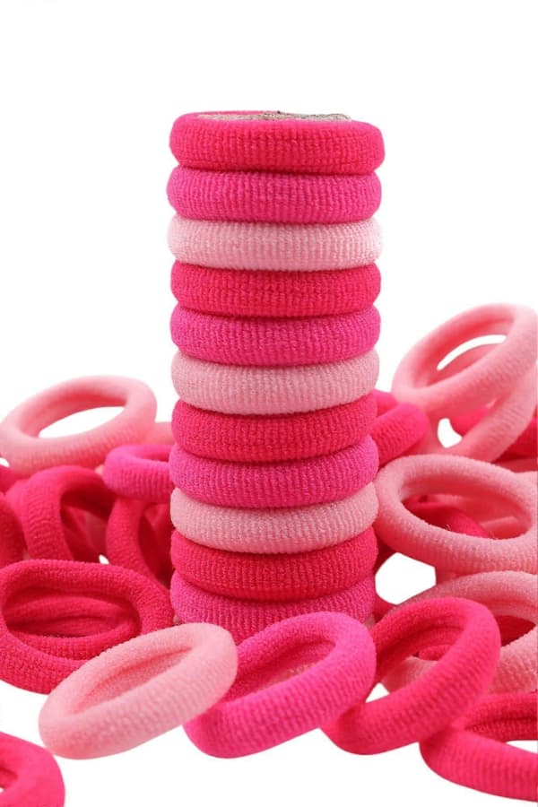 100 stk Mini Bløde Hårbånd Sømløse Hårbånd Børn Hårringe Strikkede Stofhårbånd (Gradient Pink)